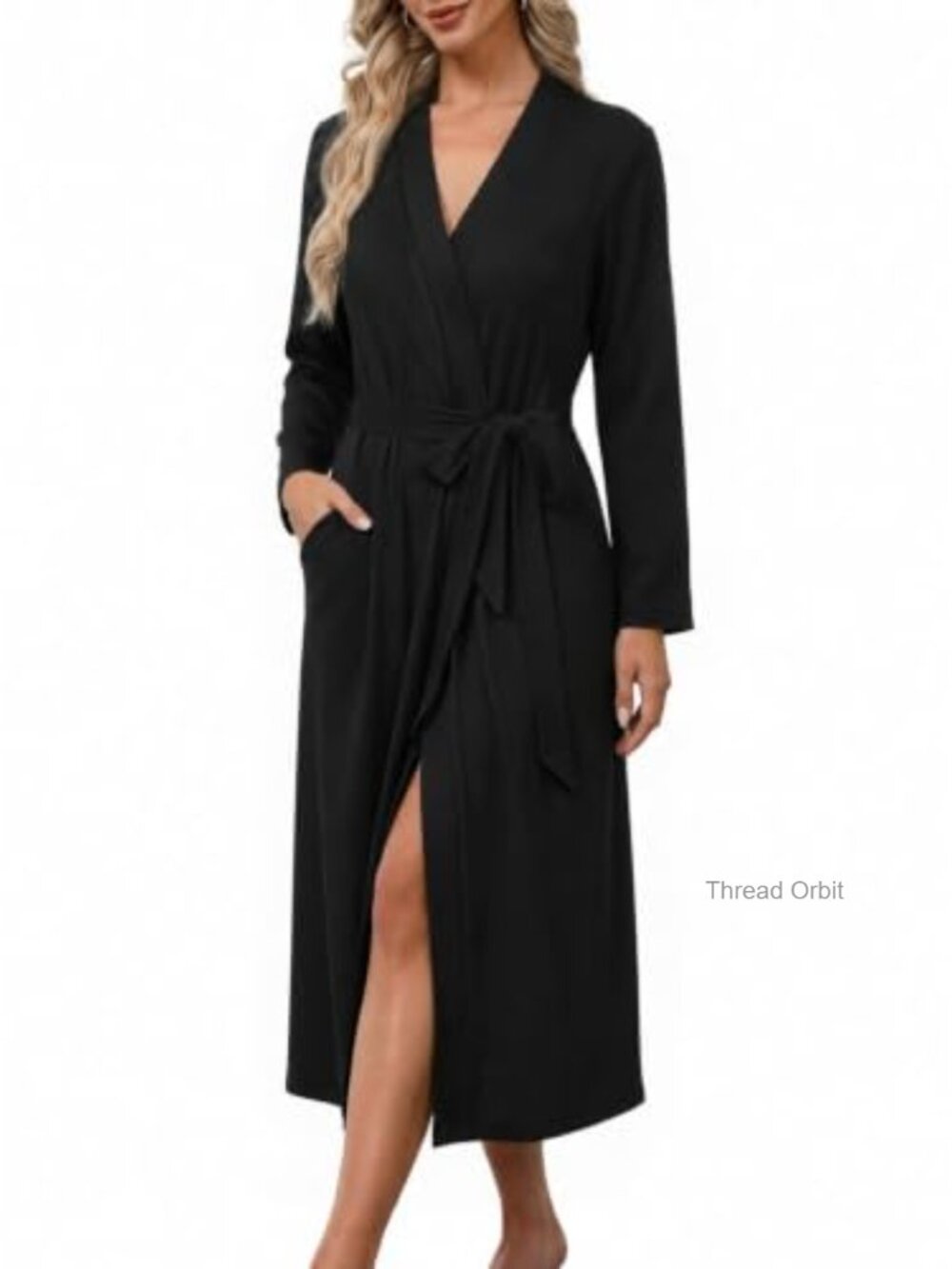 Soft Lightweight Long Knit Bathrobe with Pockets